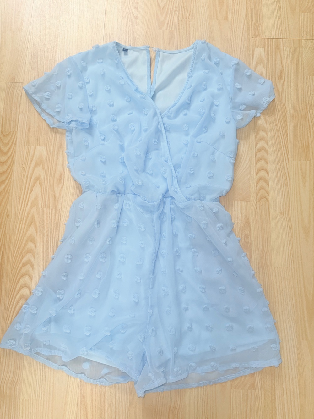 Light Blue Swiss Dot Chiffon Romper